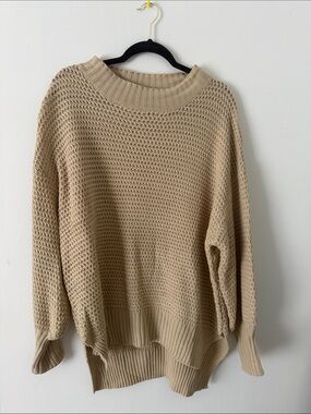 Beige Knit Mock-Neck Women’s Sweater